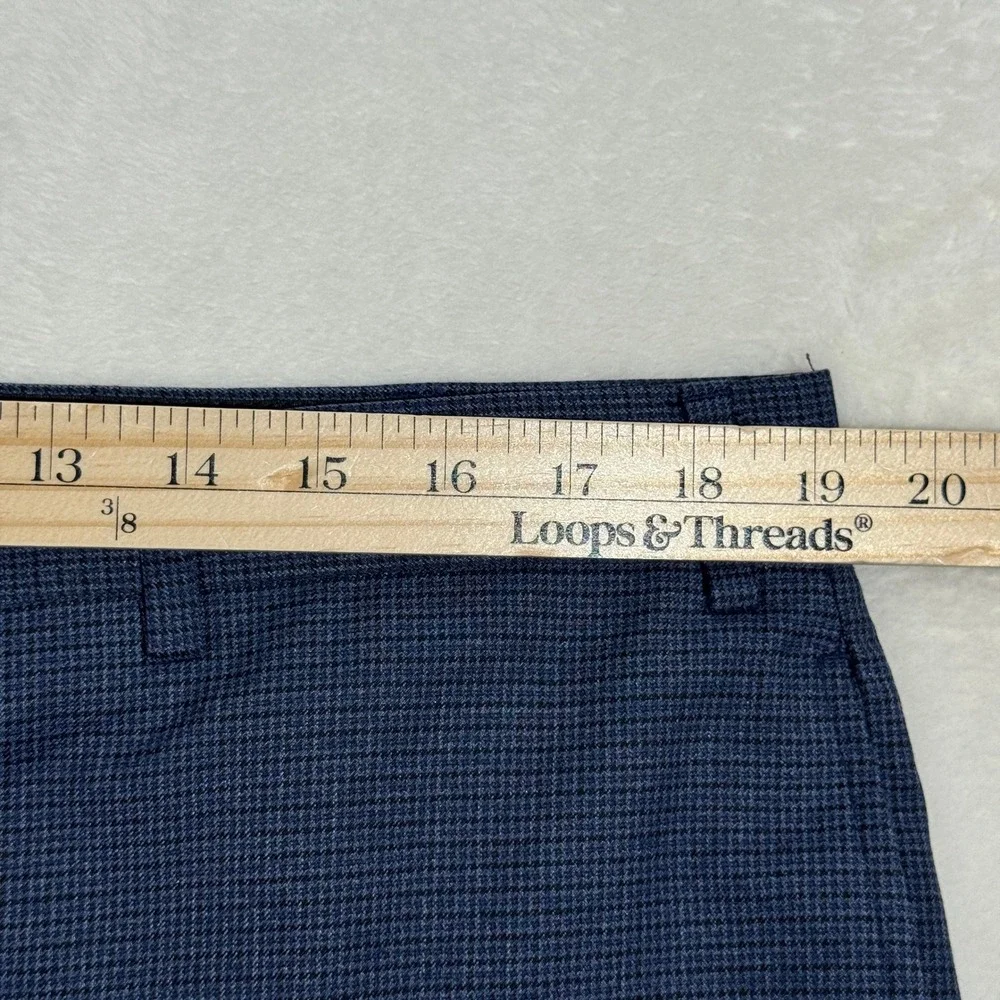 Lauren Ralph Lauren Dress Pants Mens 38 Navy Blue Houndstooth Flat Front Slim